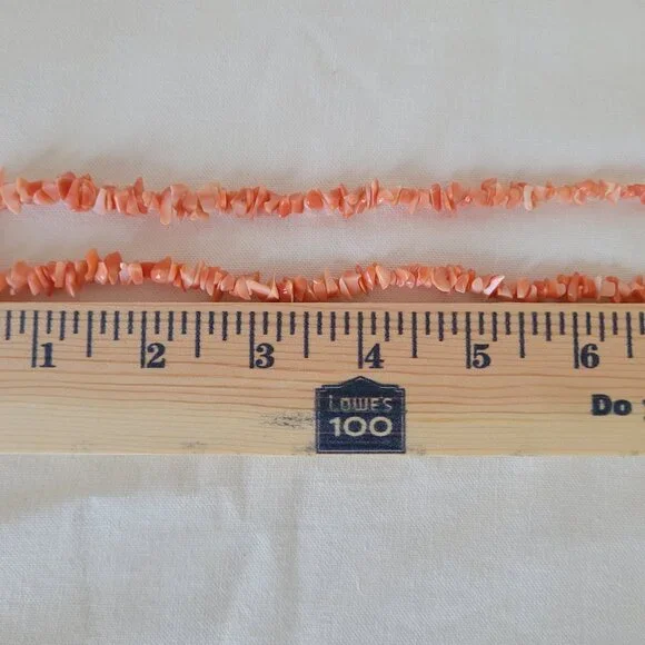 Coral Necklace Orange Choker Vintage - Picture 6 of 12